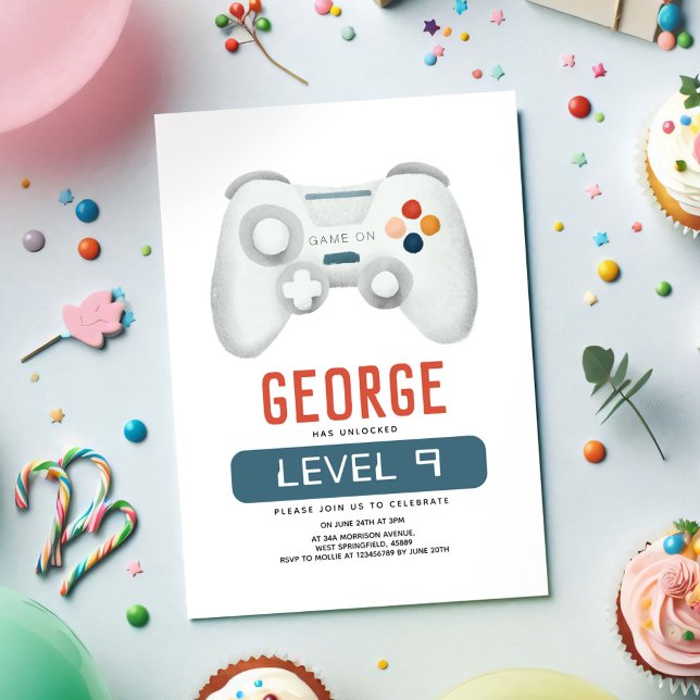 Invitation Garçons Cool Blue Gaming Anniversaire de enfant (Créateur téléchargé)