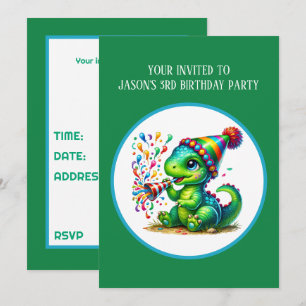 Invitation Garçons cool fête de dinosaure ajouter du texte