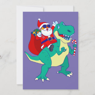 Invitation Garçons de Noël Dinosaure Père Noël T Rex Noël Din