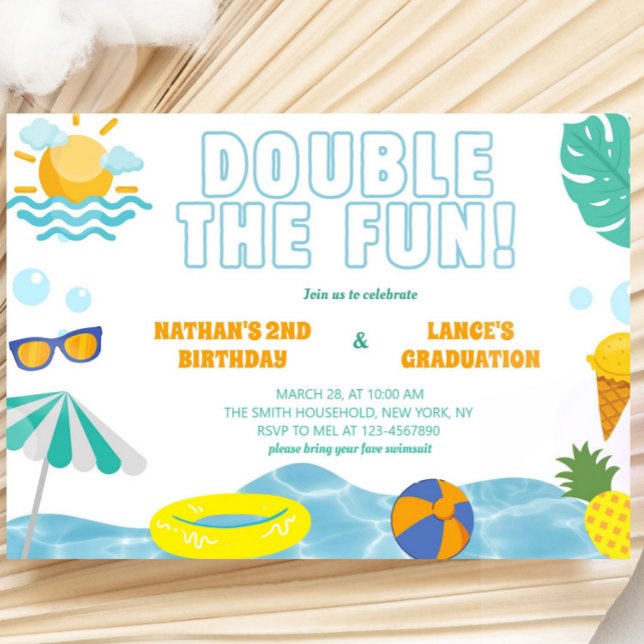 Invitation Garçons Été Anniversaire et Remise des Diplômes Co (Créateur téléchargé)