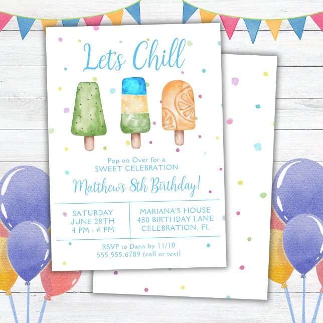Invitation Garçons Été Faisons Chill Popsicle Anniversaire (Créateur téléchargé)