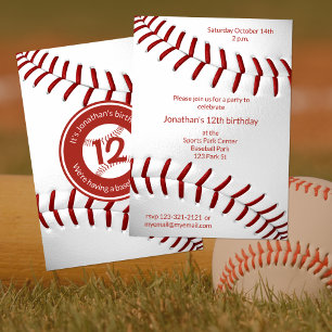 Invitation garçons filles baseball anniversaire ou fête d'équ