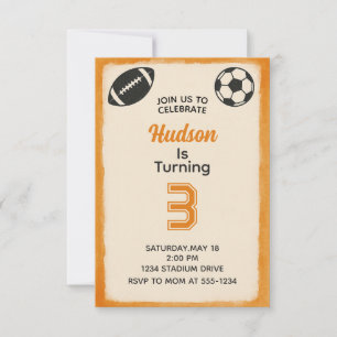 Invitation Garçons Football Sports Anniversaire