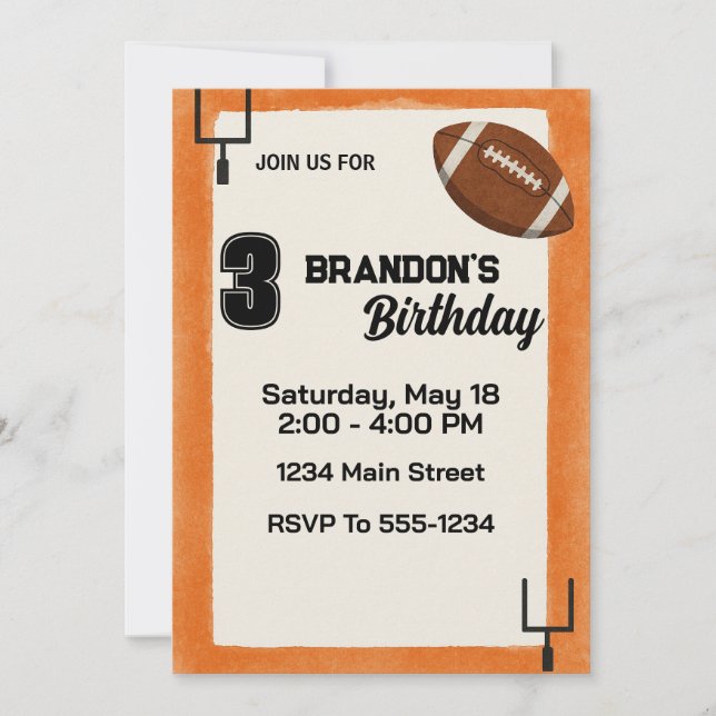 Invitation Garçons Football Sports Anniversaire (Devant)