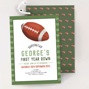 Invitation Garçons Football Sports Première année à bas Anniv