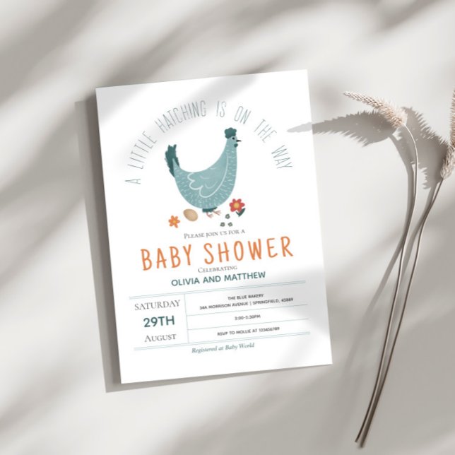Invitation Garçons Joli Baby shower de poulet de ferme modern (Créateur téléchargé)