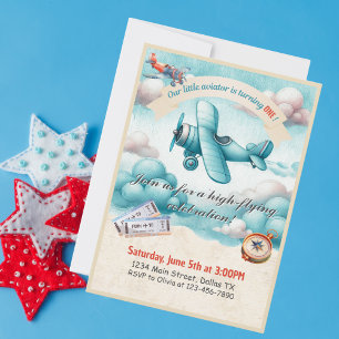 Invitation Garçons Mignons Voyage Avion Enfants Anniversaire