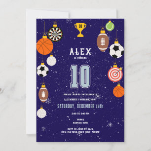 Invitation Garçons Moderne Bleu Sports Enfants Noël Anniversa