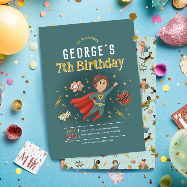 Invitation Garçons Moderne Superhero Anniversaire de enfant d (Créateur téléchargé)