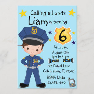 Invitation Garçons Officier de Police Anniversaire