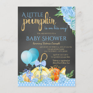Invitation Garçons Petit Citrouille Chalkboard Baby shower d'
