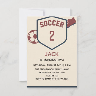 Invitation Garçons Rouge Et Bleu Football Moderne 2ème Fête