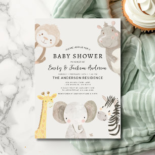 Invitation Garçons Safari Animaux Couples Baby shower