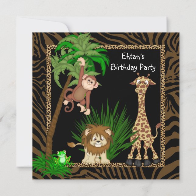 Invitation Garçons Safari fête d'anniversaire (Devant)
