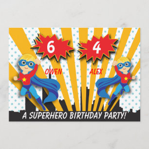 Invitation Garçons Superhero Anniversaire