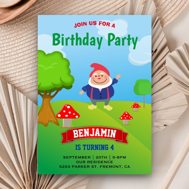 Invitation Garden Gnome Anniversaire de enfant Party (Créateur téléchargé)