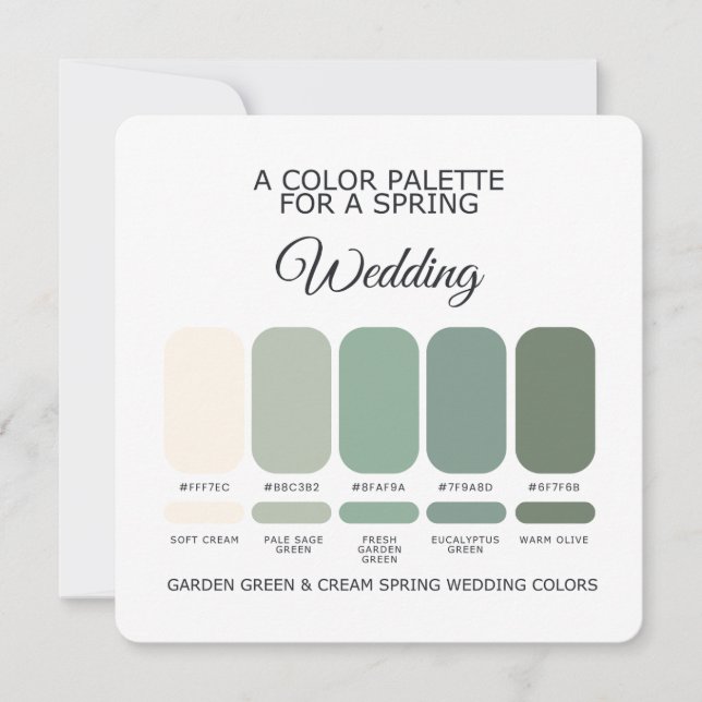 Invitation Garden Green & Cream Spring Wedding Palette Card (Devant)