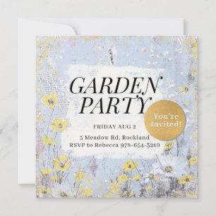 Invitation Garden Party Blue Daisy Fleur sauvage Anniversaire