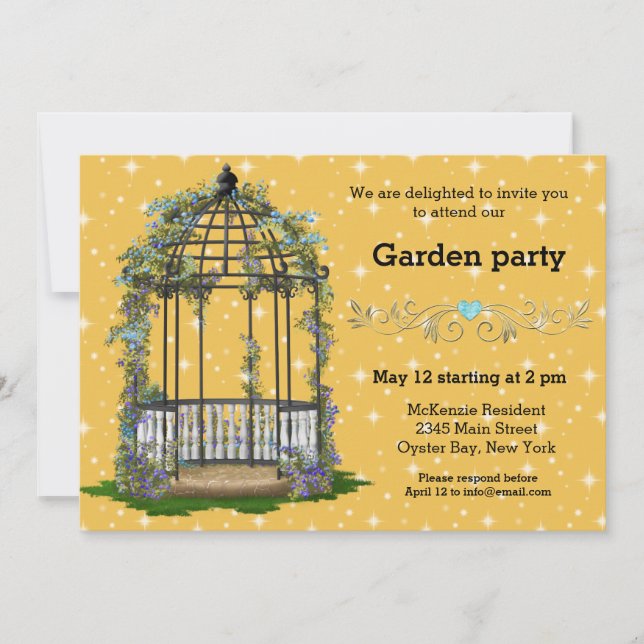 Invitation Garden Party * CHOISISSEZ votre couleur arrière -  (Devant)