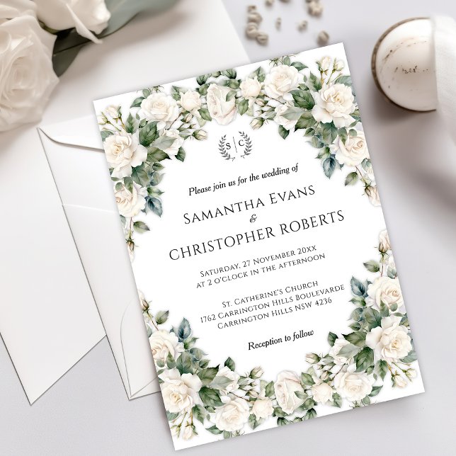 Invitation Garden Romance : Mariée et Mariage monogramme (Créateur téléchargé)
