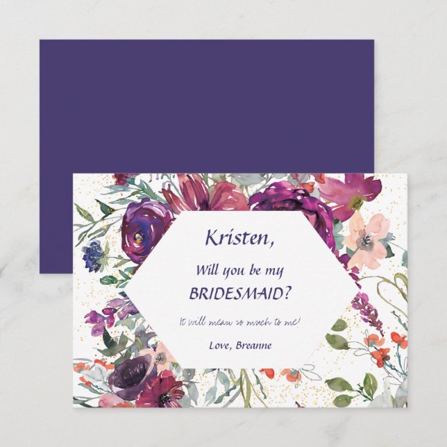 Invitation Garden Splash Be My Bridesmaid (Devant / Derrière)