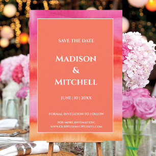 Invitation Garden Sunrise Pink Orange Aquarelle Mariage