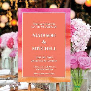Invitation Garden Sunrise Pink Orange Aquarelle Mariage