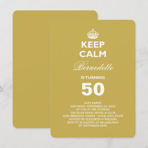 Invitation Garder Calm Gold Funny Jalon 50e fête d'anniversai
