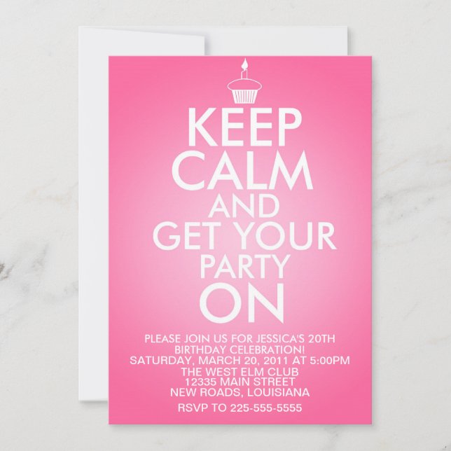 Invitation Gardez le calme Anniversaire (Devant)