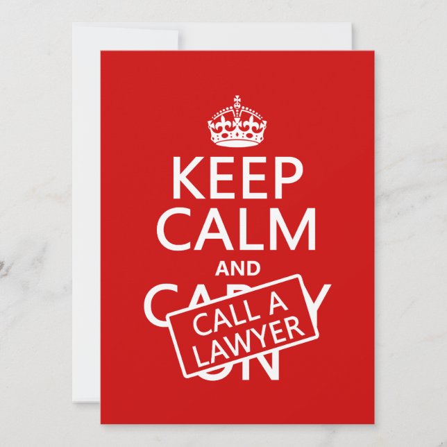 Invitation Gardez le calme et appelez un avocat (dans toute (Devant)