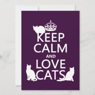 Invitation Gardez le calme et les chats d'amour (dans n'impor