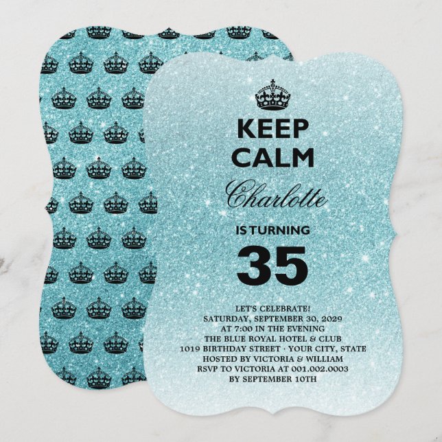 Invitation Gardez l'invitation calme de fête d'anniversaire (Devant / Derrière)