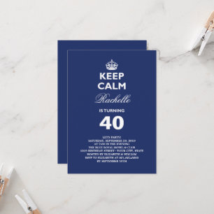 Invitation Gardez Votre Calme Bleu Drôle Fête d'anniversaire 