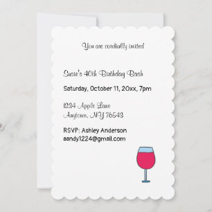 Invitation Gardez votre calme et buvez du vin d'anniversaire