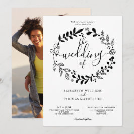 Invitation Garland Floral noir et blanc Mariage photo Invit