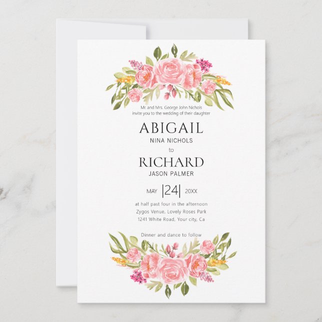 Invitation Garland rose (Devant)