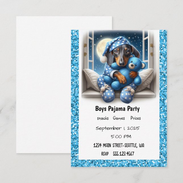 INVITATION GARYS PAJAMA PARTY (Devant / Derrière)