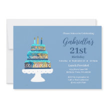Gâteau à couche bleue 21e anniversaire personnalis