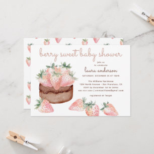 Invitation Gâteau à la fraise à l'aquarelle Baby Shower Berry