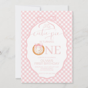 Invitation Gâteau au citrouille Cutie Pie carreaux roses Anni