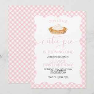 Invitation Gâteau au citrouille Cutie Pie carreaux roses Invi