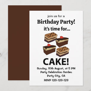 Invitation Gâteau C'est l'heure d'anniversaire du gâteau