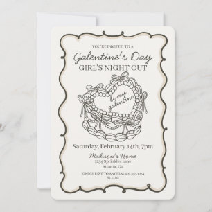 Invitation Gâteau Coquette Rétro Cœur Arc-en-ciel Beige Galen