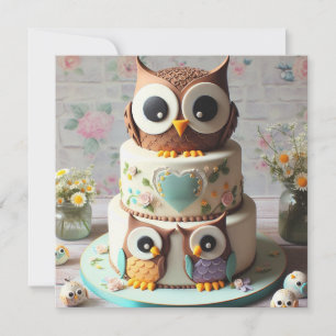 INVITATION GÂTEAU D'ANNIVERSAIRE À THÈME OWL WHIMSICAL