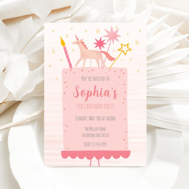 Invitation Gâteau d'anniversaire de la licorne (Créateur téléchargé)