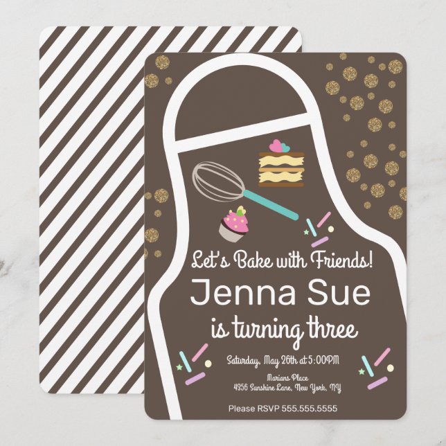 Invitation Gâteau d'anniversaire décoré de Cupcake Sparkly Sp (Devant / Derrière)