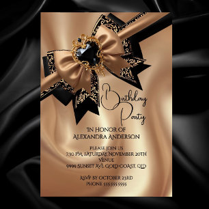 Invitation Gâteau d'anniversaire élégant Café Brocard noir do