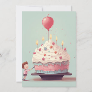 Invitation Gâteau d'anniversaire, glace, anniversaire