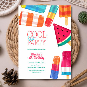 Invitation gâteau d'anniversaire glace eau colorée party
