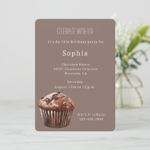 Invitation Gâteau D'anniversaire Muffin Chocolat Chip